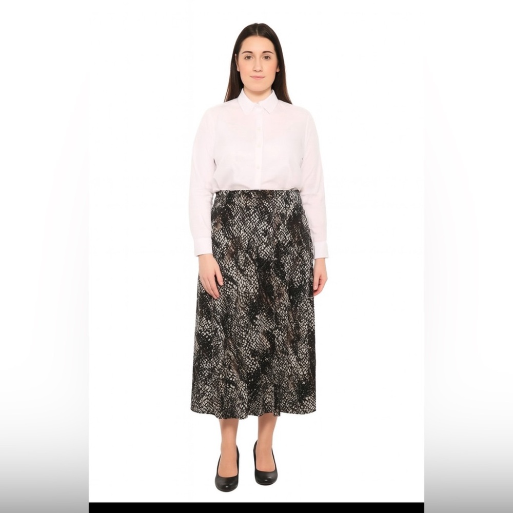 Robert Louis Black and White Patterned Midi Skirt